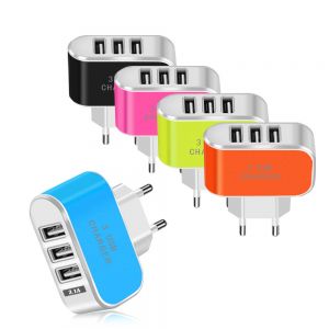 Diamond Wings Store ניסוי OLAF 3.1A 3 USB Ports Fast Charging Charger EU Plug Adapter For iPhone X Xs XR Max HUAWEI P30 Xiaomi Mi8 Mi9 Pocophone S9 Note S10