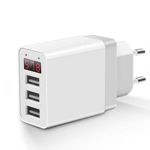Diamond Wings Store ניסוי Bakeey 3.1A LED Display 3 USB Ports EU Plug Fast Travel Wall Charger For iPhone 11 Pro Max Xs 8 Plus S8 Xiaomi 6