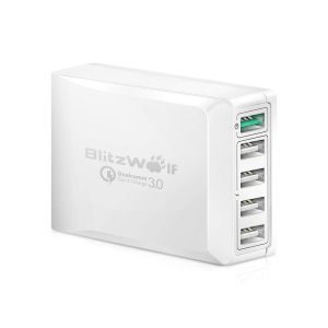 Diamond Wings Store ניסוי [Qualcomm Certified]BlitzWolf® BW-S7 QC3.0 40W 5 USB Desktop Charger Adapter With Power3S Tech