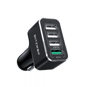 Diamond Wings Store ניסוי BlitzWolf® BW-SD3 50W 4 USB Ports QC3.0 Fast Charging Car Charger For iPhone X XR Xs Xiaomi Mi8 Pocophone F1
