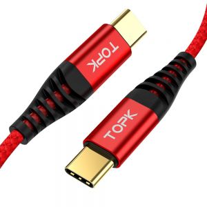 Diamond Wings Store ניסוי TOPK 60W PD USB C to Type C Quick Charging Data Cable For Xiaomi Mi9 HUAWEI MAte30 Pro 5G Pocophone MacBook 