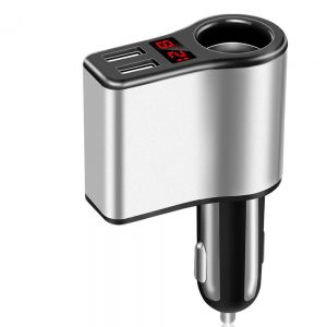 Diamond Wings Store ניסוי  3.1A 2 Ports USB Fast Charging Car Charger With OLED Display Cigarette Lighter For iphone X 8/8Plus