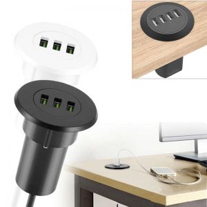 Diamond Wings Store ניסוי Bakeey 3 USB 5V 3.1A Desktop Hole Grommet EU USB Charger Smart Charging Station for Samsung Xiaomi for iPhone