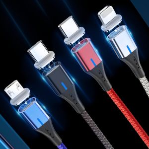 Diamond Wings Store ניסוי Bakeey 5A LED Light Micro USB Type C Fast Charging Magnetic Data Cable For Huawei P30 Pro Mate 30 5G Xiaomi Mi9 9Pro Redmi 6Pro 7A