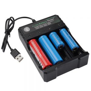 Diamond Wings Store ניסוי Bakeey LED Indicator 18650 Battery Charger 4-slot Li-ion Battery Charger Player Amplifier USB Charging Stand Rechargeable 
