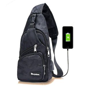 Diamond Wings Store ניסוי Men Crossbody Shoulder Bag Chest Bag Travel Hiking Daypack with USB charging Port