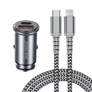 Diamond Wings Store ניסוי DUX DUCIS 36W QC3.0 PD Dual USB Fast Charging USB Car Charger with 18W 2.4A Data Cable For iPhone XS 11Pro Huawei P30 Pro Mate 30 