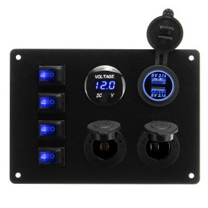 Diamond Wings Store ניסוי 4 Switch Ship Yacht RV LED Display Voltage And Dual 2.1 A USB Charging Car Switch Panel