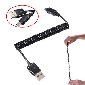 Diamond Wings Store ניסוי 3.3FT Spiral Coiled USB 2.0 Male A to Mini USB B 5 Pin Data Sync Charger Cable