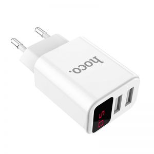 Diamond Wings Store ניסוי HOCO C63A EU Plug Smart USB Charger With Digital Display for Samsung Xiaomi for iPhone 