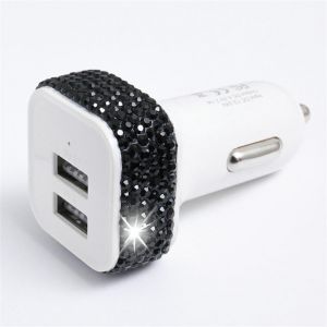 Diamond Wings Store ניסוי Bakeey 2.1A LED Light Dual USB Fast Charging USB Car Charger Adapter For iPhone 11 Pro Huawei P30 Pro Mate 30 5G Xiaomi 9Pro Redmi