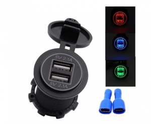 Diamond Wings Store ניסוי 5V 4.2A Dual USB Charger Socket Adapter Power Outlet with LED for Mobile Phone