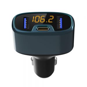 Diamond Wings Store ניסוי Bakeey 18W PD Dual USB bluetooth Intelligent Digital Display Fast Charging FM Transmitter Car Charger Hands Free Call MP3 Player F
