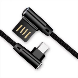 Diamond Wings Store ניסוי Bakeey 90 Degree Right Angle Braided USB Type-C Charging Data Cable for Samsung Xiao Huawei