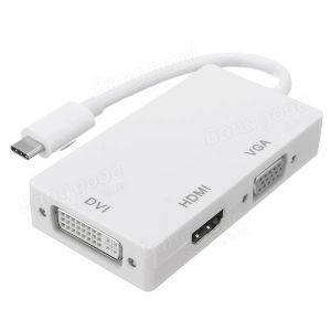 Diamond Wings Store ניסוי 3 In1 USB Type C Male to HD Charging Converter USB 3.1 Type-C To VGA HD DVI