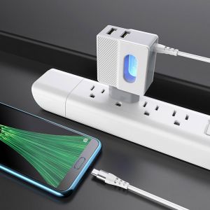 Diamond Wings Store ניסוי HOCO 2.4A LED Indicator Dual Port USB Charger Adapter with Micro USB Type-C Data Cable For Huawei P30 Pro Mate 30 Xiaomi Mi9 9Pro 
