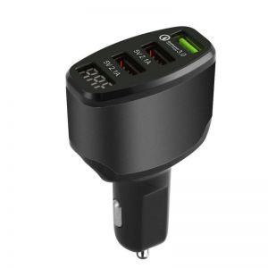 Diamond Wings Store ניסוי 7.2A QC 3.0 Quick Charge Car Charger Adapter 3 USB Ports With LED Voltage Display For Tablet Android