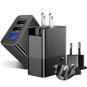 Diamond Wings Store ניסוי Baseus 3 in 1 3 Ports 3.4A Fast Travel Wall USB Charger EU US UK Plug Adapter For Phone Tablet 