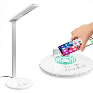 Diamond Wings Store ניסוי USB LED Desk Lamp Table Qi Wireless Charger Reading Touch Light Adjustable for Qi-enabled Smart Phone