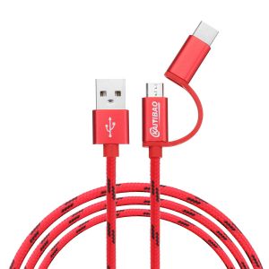 Diamond Wings Store ניסוי Bakeey 2.1A 2in1 Micro Type C USB Fast Charging Data Cable 1m For Samsung S8 S7 S6 Xiaomi 6 Redmi