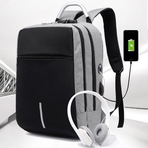 Diamond Wings Store ניסוי Men Anti Theft Luminous Minimalist Fashion USB Charging Earphone Port Travel Hiking Backpack