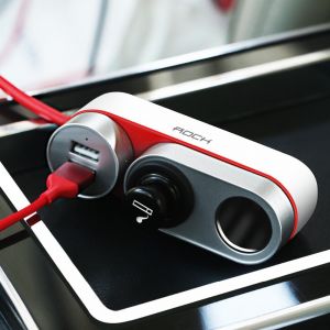 Diamond Wings Store ניסוי Rock 12V-24V 4.8A Car Cigarette Lighter Socket Splitter Dual USB Car Charger for Mobile Phone