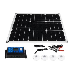 Diamond Wings Store ניסוי 60W 18V Dual USB Solar Panel Battery Charger Monocrystal Solar Power Panel with 40A Solar Controller for Car Moto Motorboat 