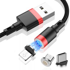 Diamond Wings Store ניסוי USLION 3A Quick Charging Micro USB Type C Fast Charging Magnetic Data Cable For Huawe P30 Pro Mate 30 Xiaomi Mi9 9Pro Redmi K20 Pr