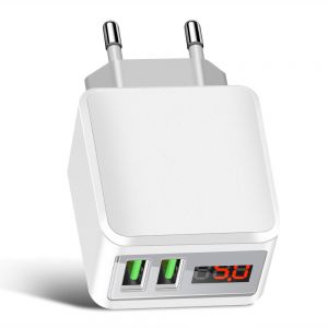 Diamond Wings Store ניסוי Bakeey 2 USB Ports 2A LED Display Smart Travel Wall USB Charger for Samsung Xiaomi Huawei 