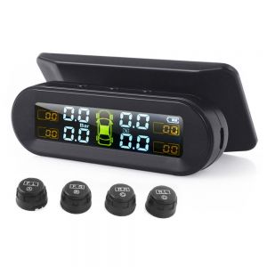 Diamond Wings Store ניסוי TPMS T10 Car Tire Pressure Monitor ASK External Sensor Wireless Solar USB Charging LCD Real-time Display Waterproof