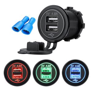 Diamond Wings Store ניסוי 4.8A Dual USB Car Charger 2 Port LCD Display 12V/24V Universal Charging For Phone