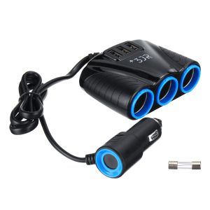 Diamond Wings Store ניסוי 3 in 1 Triple Socket Vehicle Charger Car Lighter Adapter Power Plug USB Port