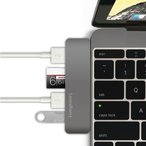 Diamond Wings Store ניסוי 5 in 1 Type C USB Hub Adapter With 2 USB 3.0 Micro SD TF Card Reader Charging Port For Mac