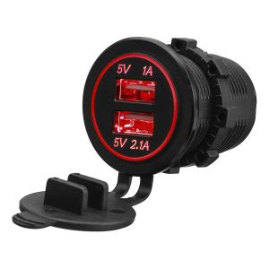 Diamond Wings Store ניסוי 12 24V 3.1A  Dual USB Socket Car Charger Power Adapter For Car Motorcycle ATV Boat