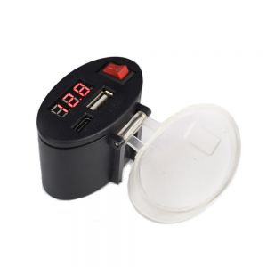Diamond Wings Store ניסוי 18W 5-32V Waterproof Motorcycle Scooter USB Fast Charger Display With Switch 