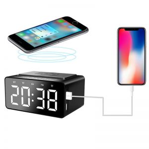 Diamond Wings Store ניסוי AEC BT508 Wireless Bluetooth Speaker Wireless Charger, USB Charging for Phone Portable Double Alarm Clock FM Radio Subwoofer, Thre