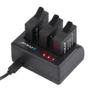 Diamond Wings Store ניסוי PULUZ PU185 3-channel Battery Charger Micro USB Type-C Port for GoPro HERO5 AHDBT-501