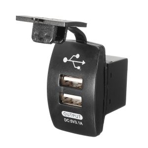 Diamond Wings Store ניסוי 12V Waterproof Dual USB Ports Car Charger Cigarette Lighter Socket Power Adapter