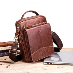 Diamond Wings Store ניסוי  Men Flap Crossbody Bag Casual Cowhide USB Charging Handbag