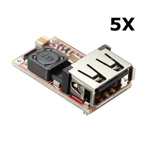 Diamond Wings Store ניסוי 5Pcs DC-DC Buck Module 6-24V 12V/24V to 5V 3A USB Step Down Power Supply Charger Efficiency 97.5%