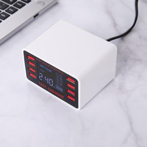 Diamond Wings Store ניסוי 40W Smart 8-Port USB Adapter Desktop Phone Charging LCD Display Fast Charger
