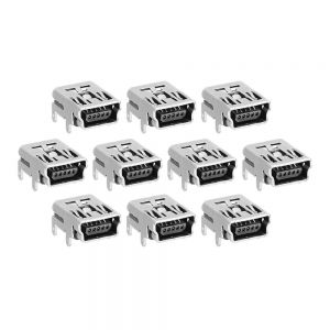 Diamond Wings Store ניסוי 10pcs MINI Full Pin 90 Degree Female Socket Connector Charging Socket USB Socket Interface 