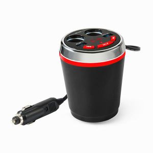 Diamond Wings Store ניסוי bluetooth Wireless FM Car Cigarette Lighter Dual USB Charger Socket Cup Holder Adapter Handfree call
