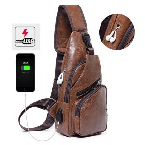 Diamond Wings Store ניסוי Men Casual Resistant Waterproof Anti Theft Chest Bag Travel Daypack with USB Charging Port