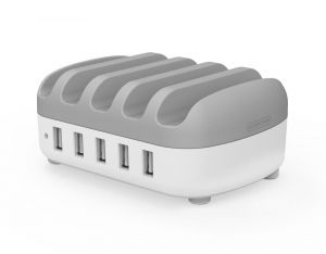 Diamond Wings Store ניסוי NTONPOWER NUK-5P 5 Ports USB Charger Desktop Dock Station 2.4A Smart Charging with Phone Holder