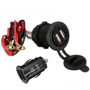 Diamond Wings Store ניסוי 12-24V Dual USB Motorcycle Phone Power Charger With Waterproof Cover