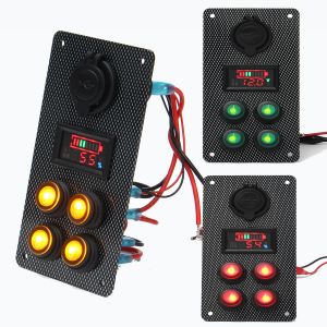 Diamond Wings Store ניסוי Rocker Switch Panel Battery Charge Level Voltmeter Power Socket Dual USB Charger
