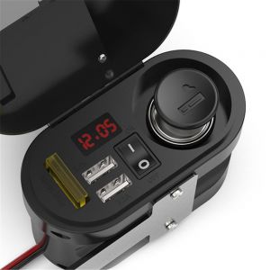 Diamond Wings Store ניסוי 12V-24V 3.1A Motorcycle Waterproof Charger With Clock Dual USB Car Voltmeter