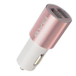 Diamond Wings Store ניסוי Awei® Metal Dual USB Quick Car Charger 5V 2.4A For iPhone SE/6S/6S Plus/6/6 Plus/PC/iPad 