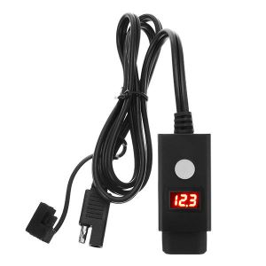 Diamond Wings Store ניסוי Motorcycle Dual USB Charger LED Digital Display SAE To USB 2.1A 5V Cable Waterproof 